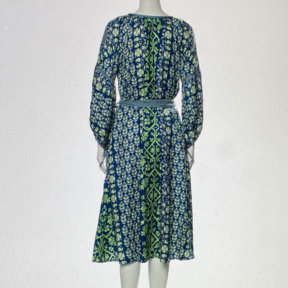 D'Ascoli Toscana Blue Silk Midi Dress sz S NEW - Picture 12 of 13